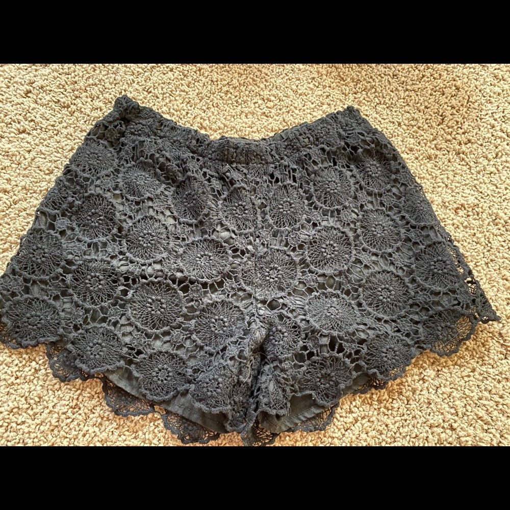 Black dressy shorts with flowers